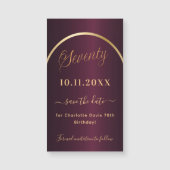 Bourgogne goud 70e verjaardag Save the Date magnee (Voorkant)