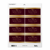 Bourgogne & Goud Aangepaste Bruiloft Mini Wijn Lab Etiket (Full Sheet)