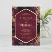 Bourgogne Goud Abstract Vloeibare Inkt Foto Bruilo Kaart (Staand voorkant)