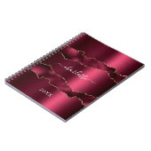 Bourgogne goud agaat marmer naam script notitieboek (Linkerzijde)