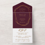 Bourgogne & Goud Alles in een bruiloft uitnodiging (Binnen)