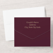 Bourgogne & Goud Alles in een bruiloft uitnodiging (Achterkant)