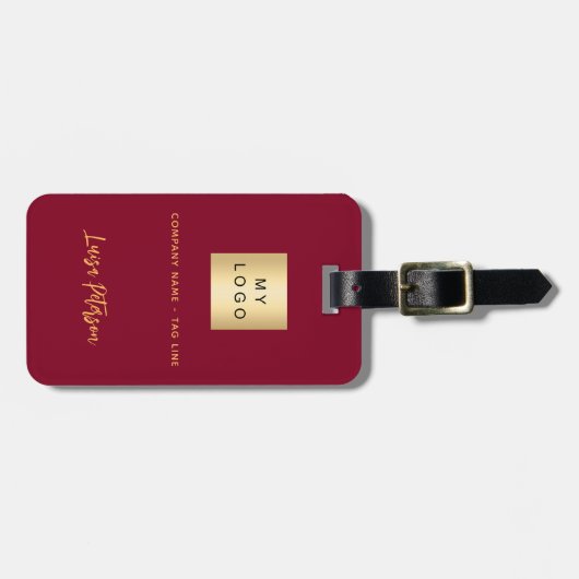 Bourgogne goud bedrijf logo naam bagagelabel (Voorkant horizontaal)