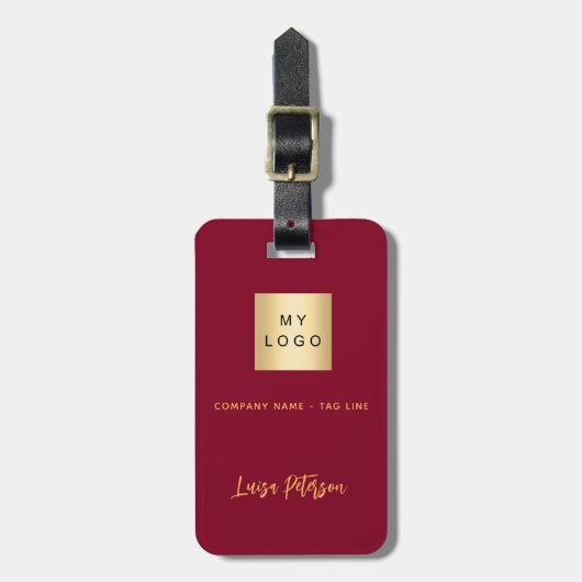 Bourgogne goud bedrijf logo naam bagagelabel (Voorkant verticaal)