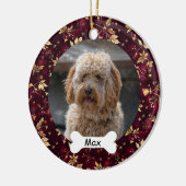 Bourgogne Goud Bladeren Custom Pet Puppy Dog Foto Keramisch Ornament (Links)