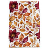 Bourgogne & Goud Bloemblad Patroon Medium Cadeauzakje (Achterkant)