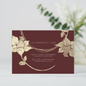 Bourgogne Goud Bloemen Bruiloft Hotel Accommodatie Informatiekaartje (Staand voorkant)