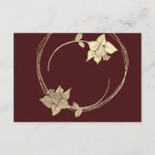 Bourgogne Goud Bloemen Bruiloft Hotel Accommodatie Informatiekaartje (Achterkant)