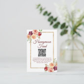 Bourgogne Goud Bloemen Bruiloft Huwelijksreis Fond Informatiekaartje (Staand voorkant)