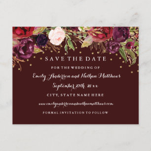 Bourgogne Goud Bloemen Herfst Bruiloft Save The Da Date