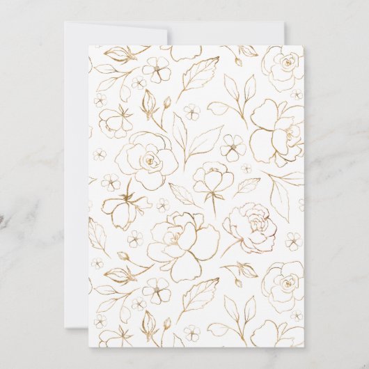 Bourgogne Goud Bloemen Moderne Bruiloft Kaart (Achterkant)