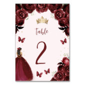 Bourgogne Goud Bloemen Prinses Quinceañera Kaart (Voorkant)