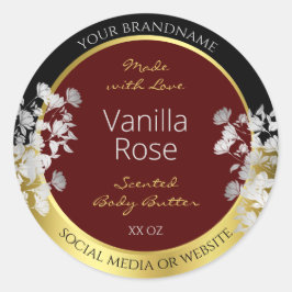 Bourgogne Goud Bloemen Product Etiketten Zilveren 