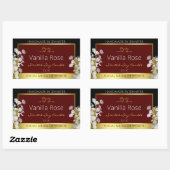 Bourgogne Goud Bloemen Product Etiketten Zilveren  (Vel)