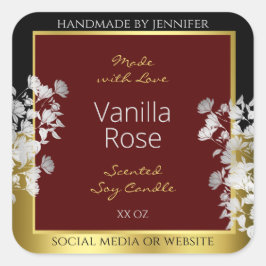 Bourgogne Goud Bloemen Product Etiketten Zilveren 