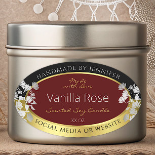 Bourgogne Goud Bloemen Product Etiketten Zilveren 