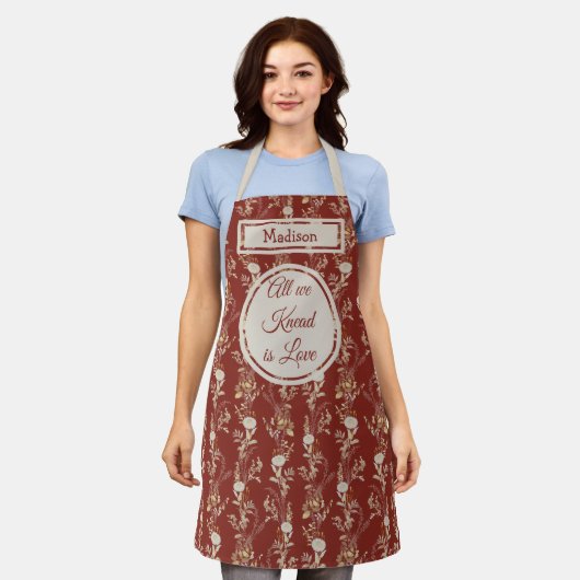 Bourgogne Goud Bloemen Schort (Gedragen)