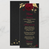 Bourgogne Goud Bloemen Zwart Menu (Voorkant / Achterkant)