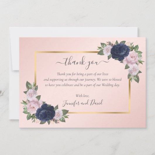 Bourgogne Goud Blush Roze Dank u Kaart (Voorkant)