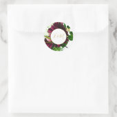 Bourgogne Goud Boeket Modern Bruiloft Monogram Ronde Sticker (Tas)