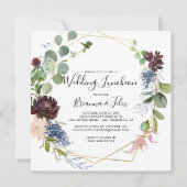 Bourgogne Goud Bruiloft Luncheon Vrijgezellenfeest Kaart (Voorkant)