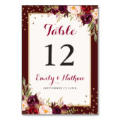 Bourgogne Goud Confetti Bloemen Bruiloft Kaart (Voorkant)