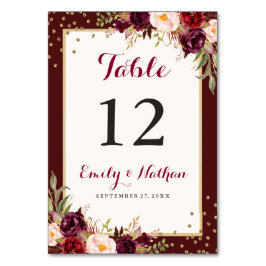 Bourgogne Goud Confetti Bloemen Bruiloft Kaart