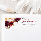 Bourgogne Goud Confetti Bloemen Retouradres Label (Insitu)