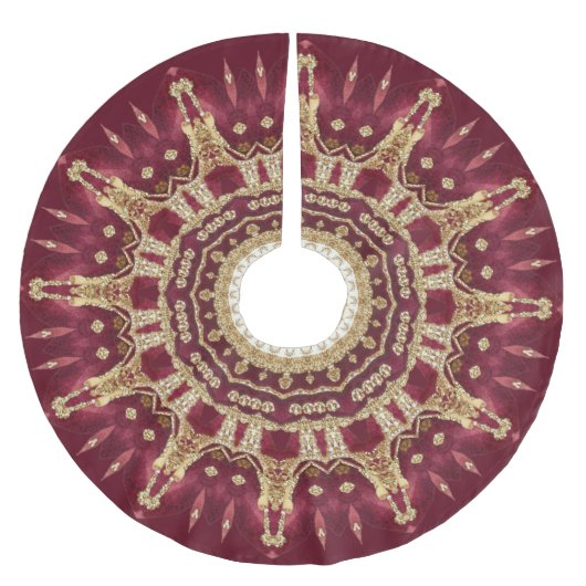 Bourgogne Goud Decoratieve Vakantiestamrok Kerstboom Rok (Voorkant)