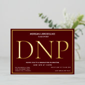 Bourgogne Goud DNP Afstuderen Folie Uitnodiging (Staand Voorkant)