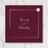 Bourgogne Goud Elegante Bloemen Huwelijk Dank u Bedankjes Labels (Achterkant)