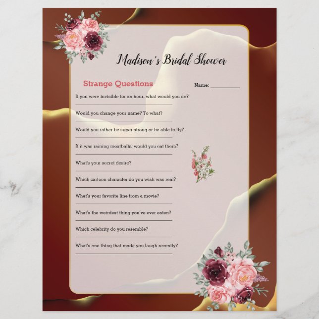 🤵 Bourgogne Goud Elegante Inky Abstracte bruiloft (Achterkant)