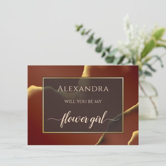 🤵 Bourgogne Goud Elegante Inky Abstracte bruiloft (Staand voorkant)