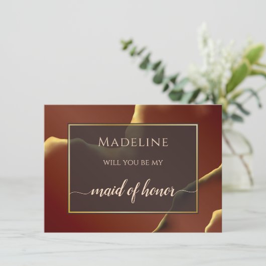 🤵 Bourgogne Goud Elegante Inky Abstracte bruiloft (Staand voorkant)