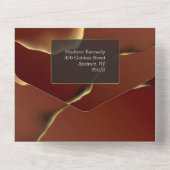 Bourgogne Goud 🌿 Elegante Inky Abstracte bruiloft All In One Uitnodiging (Achterkant)