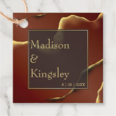 🤵 Bourgogne Goud Elegante Inky Abstracte bruiloft Bedankjes Labels (Voorkant)