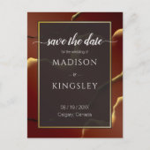 🤵 Bourgogne Goud Elegante Inky Abstracte bruiloft Briefkaart (Voorkant)