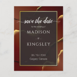 🤵 Bourgogne Goud Elegante Inky Abstracte bruiloft Briefkaart