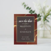 🤵 Bourgogne Goud Elegante Inky Abstracte bruiloft Briefkaart (Staand voorkant)