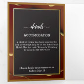 Bourgogne Goud 🌿 Elegante Inky Abstracte bruiloft Drieluik Uitnodiging (Binnenzijde eerst)