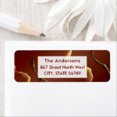 🤵 Bourgogne Goud Elegante Inky Abstracte bruiloft Etiket (Insitu)