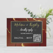 🤵 Bourgogne Goud Elegante Inky Abstracte bruiloft Kaart (Staand voorkant)