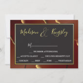 🤵 Bourgogne Goud Elegante Inky Abstracte bruiloft Kaart (Achterkant)