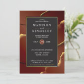 Bourgogne Goud 🌿 Elegante Inky Abstracte bruiloft Kaart (Staand voorkant)