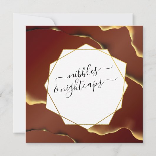 🤵 Bourgogne Goud Elegante Inky Abstracte bruiloft Kaart (Achterkant)