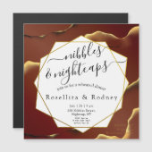 🤵 Bourgogne Goud Elegante Inky Abstracte bruiloft Magnetische Uitnodiging (Voorkant / Achterkant)