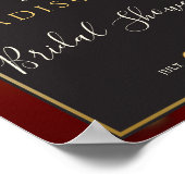 🤵 Bourgogne Goud Elegante Inky Abstracte bruiloft Poster (Hoek)