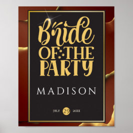 🤵 Bourgogne Goud Elegante Inky Abstracte bruiloft Poster