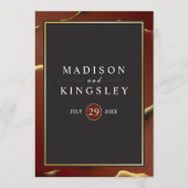 🤵 Bourgogne Goud Elegante Inky Abstracte bruiloft Programmakaart (Voorkant)