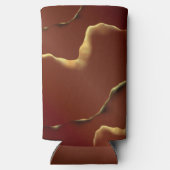 🤵 Bourgogne Goud Elegante Inky Abstracte bruiloft Seltzer Blikjeskoeler (Achterkant)